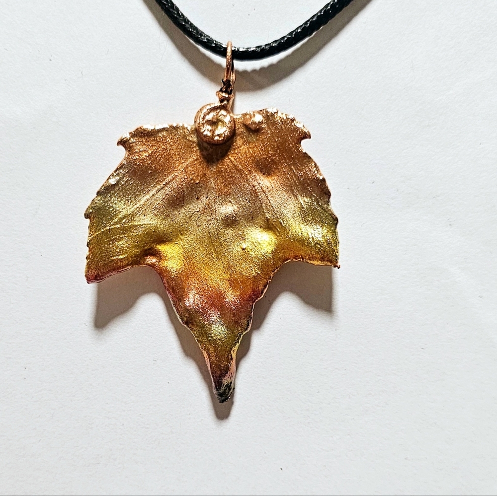 Pendant Copper Rainbow Leaf- REAL LEAF